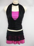 Pink boob tube with black adjustable tie up top. Matching pink/black skirt.
(23x skirts, 21x black tops, 18x boob tubes)